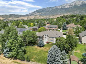 Aerial view featuring a mountain view