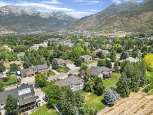 Drone / aerial view featuring a mountain view