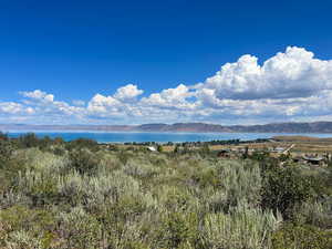 Water view with a mountain view