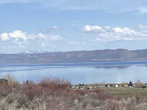 Water view with a mountain view