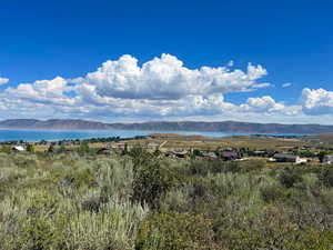 Water view with a mountain view