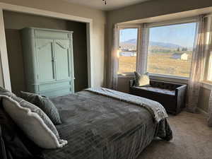 Bedroom featuring carpet