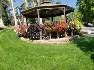 View of yard featuring gazebo