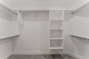 Spacious closet featuring carpet