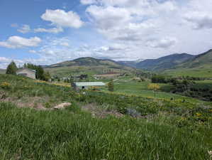 Mountain view with rural landscape