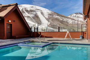 Pool with view of ski runs