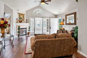 Spacious living room with vaulted ceiling