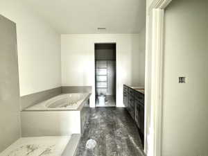 Bathroom featuring vanity and a bathing tub