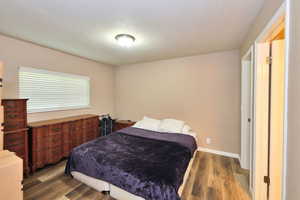 Bedroom featuring wood-type flooring