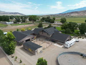 Aerial view featuring a mountain view