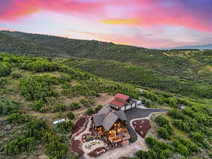 View of aerial view at dusk