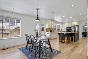 Dining space with newly refinished hardwood