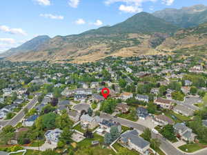 Drone / aerial view with a mountain view