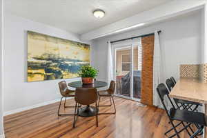 Dining area with backyard access