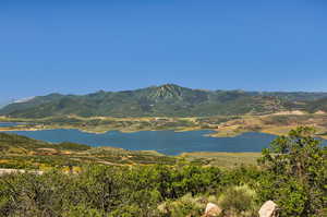 View of mountain feature with a water view