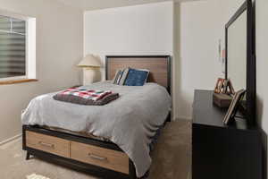 Bedroom with carpet