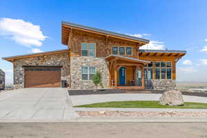 View of front of home with a garage