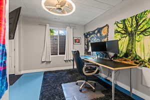 Office area with ceiling fan