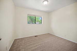 Unfurnished room with carpet