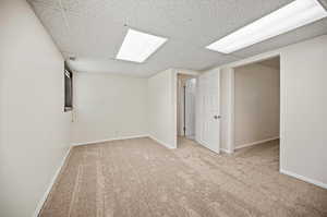 Basement featuring carpet floors and a paneled ceiling