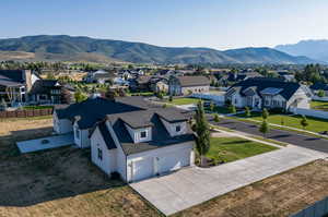 Drone / aerial view with a mountain view