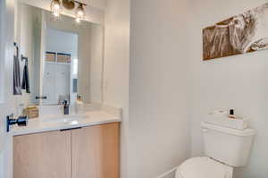 Bathroom featuring vanity and toilet