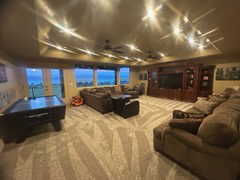 Home theater featuring carpet floors