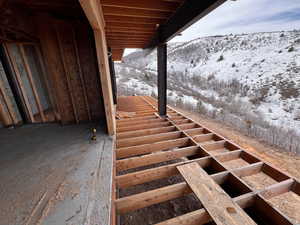 Exterior space featuring a mountain view