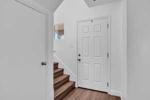 Entrance foyer featuring wood-type flooring