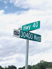 Sign from Highway 40.Turn here to access land.