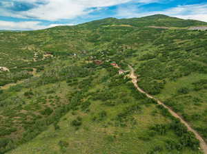 Bird's eye view featuring a mountain view