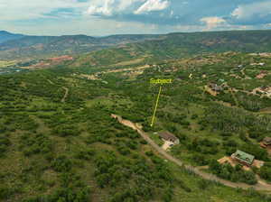 Drone / aerial view with a mountain view