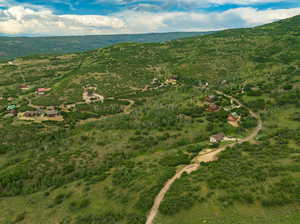 Drone / aerial view with a mountain view