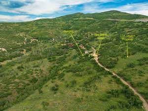 Drone / aerial view with a mountain view