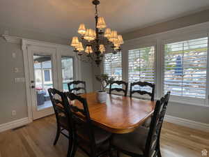 This dinning space has plenty of room to expand your seating for a crowd or enjoy an intimate dinner.