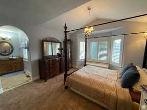 What??  Another owners suite on the main floor? Indeed!  This large primary bedroom is located at the front of the house with a beautiful bay window and vaulted ceiling.