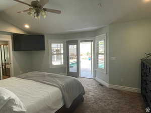 This primary Bedroom is located at the back of the home with a door to the patio/pool, making this a sweet owners suite.