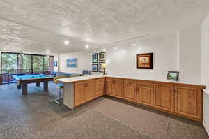 1900 Sq. Ft. community room with a full kitchen, 1/2 bathroom, large screen TV, & pool table.