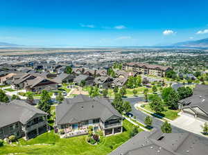 Aerial view featuring a mountain view