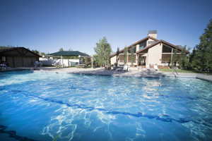 View of swimming pool featuring a patio