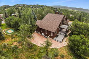 Aerial view with a mountain view