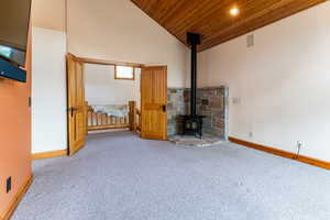 Primary suite with wood burning stove