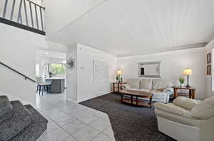 View of tiled living room