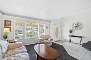 View of tiled living room