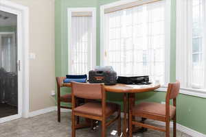 View of tiled dining room