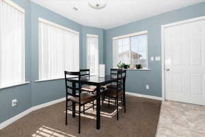 View of tiled dining area