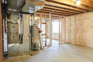 Basement featuring gas water heater