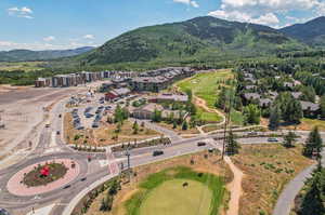 Drone / aerial view featuring a mountain view