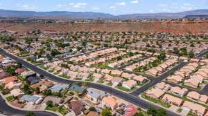 Aerial view featuring a mountain view