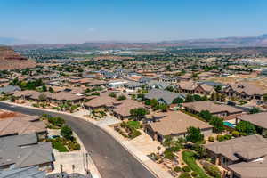 Aerial view featuring a mountain view